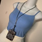 Coach Id Lanyard Leather Card Case Holder Signature C Snowflake Applique 4901