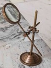 Vintage Brass Table Marine Magnifier Magnifying Reading Glass W Stand Nautical
