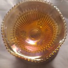 Amber Carnival Glass Footed Dish