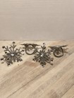 Vintage Glitz And Glimmer Silver   Rhinestone Snowflake Napkin Rings Set Of 4