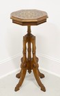 Antique Early 20th Century Walnut Parquetry Victorian Octagon Accent Table