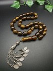 New Faturan Amber 33 Beads Prayer Rosary Tesbih Handmade                                    