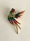 Flying Colorful Hummingbird Rhinestone Enamel Gold Tone Brooch Pin B81