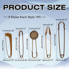 5 Styles Extra Large Decorative Fashion Safety Pins  Antique Bronze
