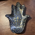 Hamsa Evil Eye Blessing Dish Bowl Platter Trinket 2 Tone Cobalt Gold 10  Turkish