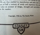C 1922 Original Stanley Tools Sf Catalogue No  34 Ruler Level Plane Hammer