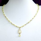Uranium Glass Necklace 18  Vaseline Vintage Glass Czech Beads Art Deco Style