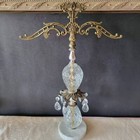 Vintage Scales Of Justice  Brass Crystal Drop Glass Necklace Holder  Marble Base