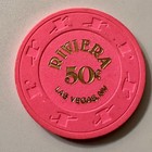 Riviera Hotel Casino 50   Hotel Casino Gaming Poker Chip - Las Vegas  Nv