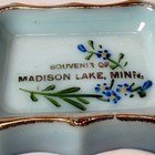 Madison Lake Mn Minnesota  Antique Souvenir Depression Blue Milk Glass Trinket