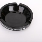 Vintage  flamingo Hilton And Tower   Black Glass Ashtray