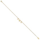 Real 14kt Yellow Gold 3 Hearts 10inch Plus 1 Inch Extension Anklet  10 Inch