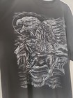Vintage Black White Indian Native American Horseald Eagel T-shirt Read Desc