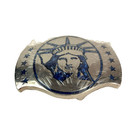 Vintage Statue Of Liberty Silver Plate Blue Metal Resin Belt Buckle Adm New