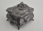 Art Nouveau Antique Silver-toned Floral Design Metal Jewelry Casket box