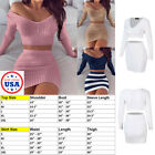 Women Ladies Casual Bodycon Knit Sweater Top   Mini Dress Skirt Set Party Club