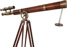 Nautical Brass Double Barrel Telescope Antique Finish Brown Premium Leather