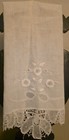 Antique French Bobbin Lace Linen Hand Embroidered Hand Show Towel 26 25  X 14 25