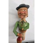 Vtg 50s Anri Carved Man Drinks From Bottle Mechanical Wine Cork Bottle Stopper