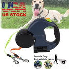Dual Pet Leash Retractable Reflective Lead 360 Swivel Double Dog Walking Leash