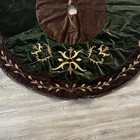 Tree Skirt Christmas Brown Green Velvet Feel Top Satin Bottom