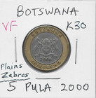 Botswana 5 Pula 2000 K30 Mopane Worm   Plains Zebras Bimetal Royal Mint Uk