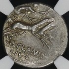 Roman Republic Ar Denarius   L flam  Chilo  C 109 Bc Ngc Choice Vf Lovely Silver