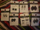 Lot Of 7 Halloween Earrings new Never Used  Skulls-ghost-cats-spiderwebs