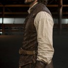 Mens Genuine Leather Medieval Vest Lace Up Pirate Renaissance Costume Waistcoat