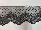 Antique Chantilly Black Lace Trim border 1880-1900s Handmade  as Is 