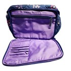 Nwt Vera Bradley Cosmetic Makeup Travel Train Case Bag Navy Floral Quilted
