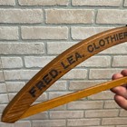Vintage 1900s Fred Lea Clothier Store Advertising Wooden Clothes Hanger Iola Wis