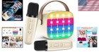 Kids Bluetooth Karaoke Machine With 2 Wireless Mics   Led Lights - Portable Fun 