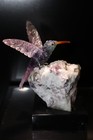 Peter Muller Hand Carved Fluorite Hummingbird On Tourmaline Base 4 1 4 