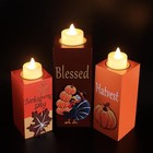  Fall Decorations For Home 3 Pcs Wood Candle Holders With Led Tea Lights   3d 