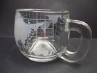 Nestle Nescafe Coffee World Globe Etched Glass Coffee Mug Tea Cup Hot Chocolate