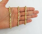 10k Real Gold Rope Chain 6mm 20 yellow Gold Necklace Men Women Diamond Cut 10kt