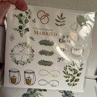 Wedding party Reception Guest Book Gold Pen   Stickers Photo Cover Green Wreath