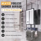 Led Fogless Shower Mirror For Shaving - Heated Fog Free  3 Dimmable Lights  3   