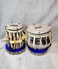 Maharaja Tabla Drum Set- Chromed Brass Bayan  Dayan  Blue Cushions cover  Hammer