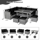 Patiojoy 7 Pcs Patio Rattan Dining Set Sectional Sofa Couch Ottoman Garden Black