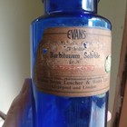 Evans Barbitonum Tablets Poison Cobalt 100 Yr Old Bottle  wood Evans Stopper