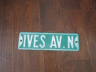 Vintage Metal Street Road Sign Ives Av N Heavy Gauge Embossed White Letters