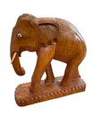 Hand Carved Wood Elephant Figurine 7    Statue Decor With Faux Tusks Vintage Style