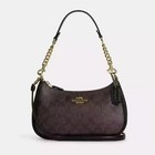 Nwt Coach Ca548 Teri Shoulder Bag In Signature Canvas Gold black Free Shipping