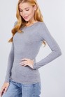Crew Round Neck Long Sleeve T-shirt Soft Stretch Cotton Basic Plain Top Slim Fit