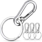 Metal Keychain Key Ring Carabiner Clip Keyring Chain Fob Holder Silver 2 4pcs