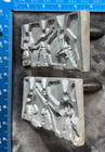 Vintage Antique Cast Metal Toy Lead Soldier Mold Gang Mold 3-figure Military Set