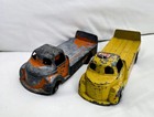 Two Vintage London Toy Pepsi Orange Crush Soda Truck Canada Clockwork Gear