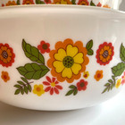 Vintage Arcopal France Milk Glass Mixing Nesting Bowl Set Floral Flower Bouquet